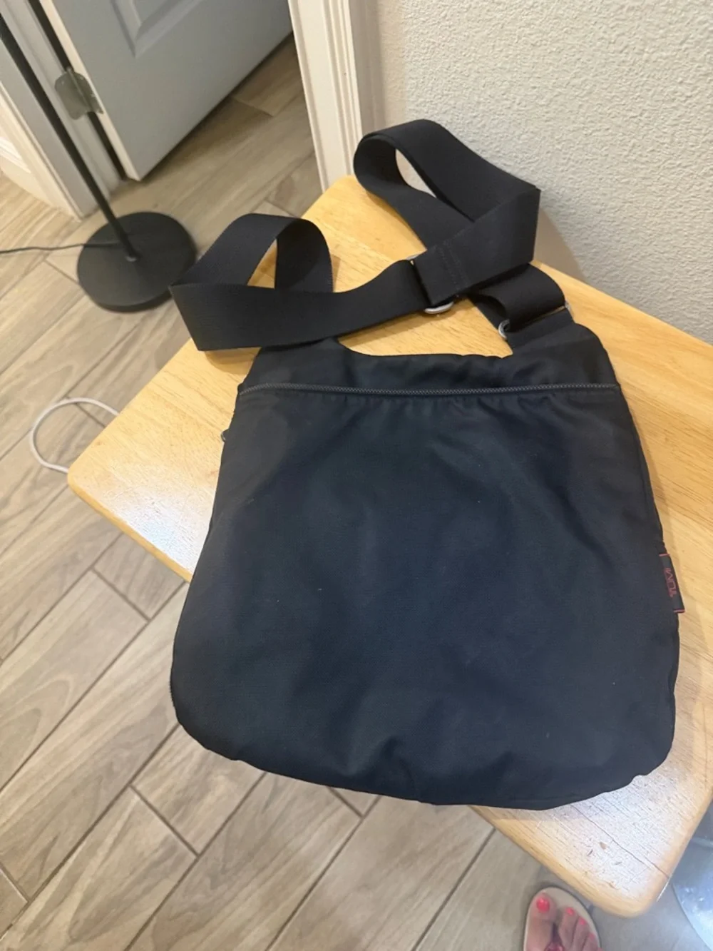 Tech Black Laptop Messenger Bag with Front Pocket